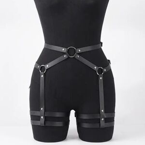 BDSM Bondage PU Leather Waist To Thigh Body Harness Belt (OS) 🔥